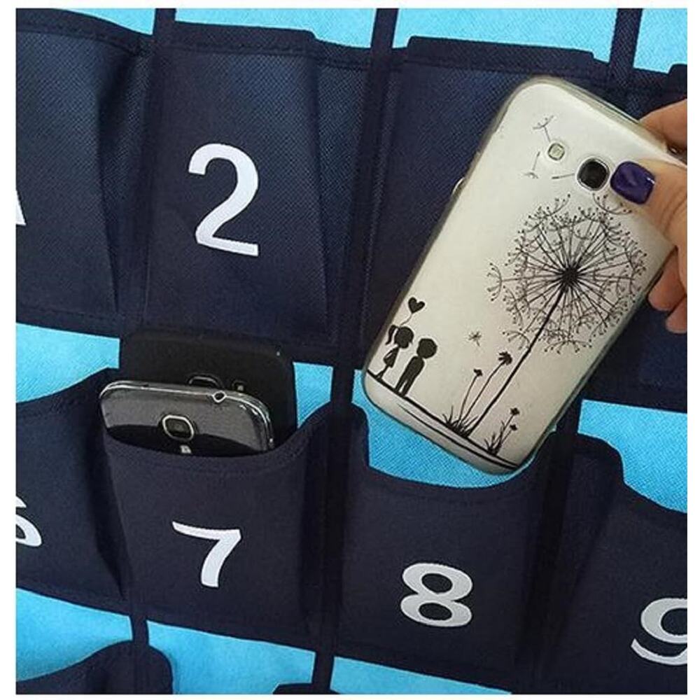 Numbered Pocket Chart Over Door Hanging Classroom Organizer for Cell Phones Calc - Picture 2 of 2